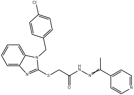 2-{[1-(4-chlorobenzyl)-1H-benzimidazol-2-yl]sulfanyl}-N'-[1-(4-pyridinyl)ethylidene]acetohydrazide Structure