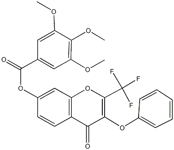 4-oxo-3-phenoxy-2-(trifluoromethyl)-4H-chromen-7-yl 3,4,5-trimethoxybenzoate 구조식 이미지