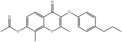 2,8-dimethyl-4-oxo-3-[(4-propylphenyl)oxy]-4H-chromen-7-yl acetate 구조식 이미지