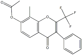 8-methyl-4-oxo-3-phenyl-2-(trifluoromethyl)-4H-chromen-7-yl acetate 구조식 이미지