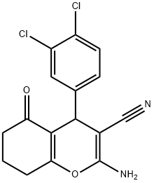 2-amino-4-(3,4-dichlorophenyl)-5-oxo-5,6,7,8-tetrahydro-4H-chromene-3-carbonitrile 구조식 이미지