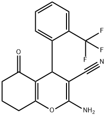 2-amino-5-oxo-4-[2-(trifluoromethyl)phenyl]-5,6,7,8-tetrahydro-4H-chromene-3-carbonitrile 구조식 이미지