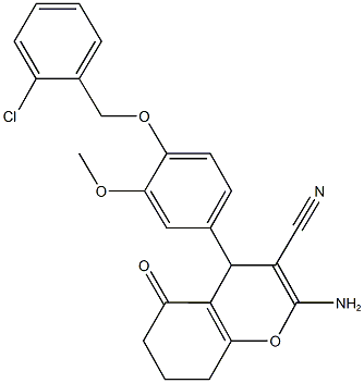 2-amino-4-{4-[(2-chlorobenzyl)oxy]-3-methoxyphenyl}-5-oxo-5,6,7,8-tetrahydro-4H-chromene-3-carbonitrile 구조식 이미지