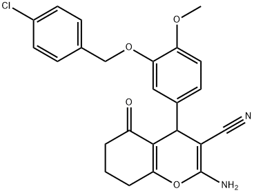 2-amino-4-{3-[(4-chlorobenzyl)oxy]-4-methoxyphenyl}-5-oxo-5,6,7,8-tetrahydro-4H-chromene-3-carbonitrile 구조식 이미지