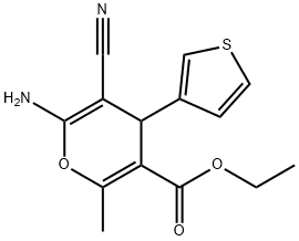 ethyl 6-amino-5-cyano-2-methyl-4-(3-thienyl)-4H-pyran-3-carboxylate Structure