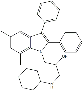 1-(cyclohexylamino)-3-(5,7-dimethyl-2,3-diphenyl-1H-indol-1-yl)-2-propanol 구조식 이미지
