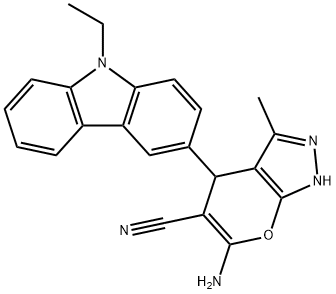 6-amino-4-(9-ethyl-9H-carbazol-3-yl)-3-methyl-1,4-dihydropyrano[2,3-c]pyrazole-5-carbonitrile Structure