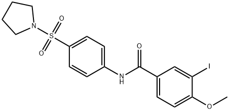 3-iodo-4-methoxy-N-[4-(1-pyrrolidinylsulfonyl)phenyl]benzamide 구조식 이미지