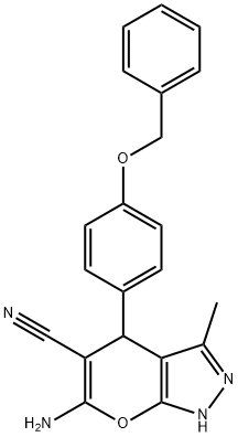 6-amino-4-[4-(benzyloxy)phenyl]-3-methyl-1,4-dihydropyrano[2,3-c]pyrazole-5-carbonitrile Structure