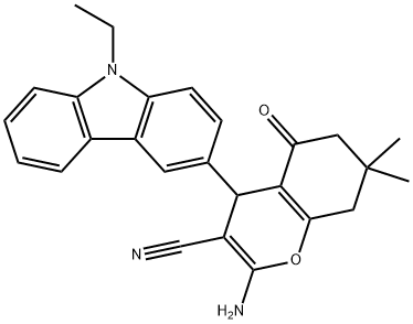 2-amino-4-(9-ethyl-9H-carbazol-3-yl)-7,7-dimethyl-5-oxo-5,6,7,8-tetrahydro-4H-chromene-3-carbonitrile 구조식 이미지