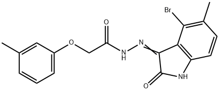 N'-(4-bromo-5-methyl-2-oxo-1,2-dihydro-3H-indol-3-ylidene)-2-(3-methylphenoxy)acetohydrazide Structure