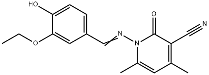 1-[(3-ethoxy-4-hydroxybenzylidene)amino]-4,6-dimethyl-2-oxo-1,2-dihydro-3-pyridinecarbonitrile 구조식 이미지