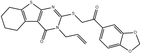 3-allyl-2-{[2-(1,3-benzodioxol-5-yl)-2-oxoethyl]sulfanyl}-5,6,7,8-tetrahydro[1]benzothieno[2,3-d]pyrimidin-4(3H)-one Structure