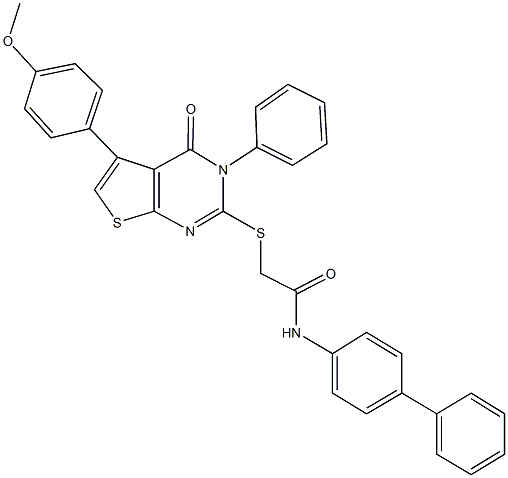 N-[1,1'-biphenyl]-4-yl-2-{[5-(4-methoxyphenyl)-4-oxo-3-phenyl-3,4-dihydrothieno[2,3-d]pyrimidin-2-yl]sulfanyl}acetamide Structure