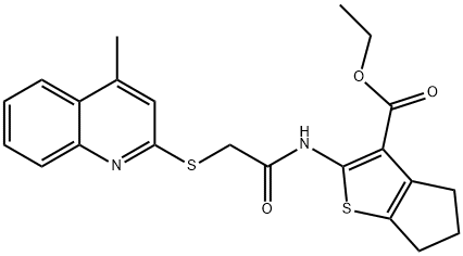 ethyl 2-({[(4-methyl-2-quinolinyl)sulfanyl]acetyl}amino)-5,6-dihydro-4H-cyclopenta[b]thiophene-3-carboxylate Structure