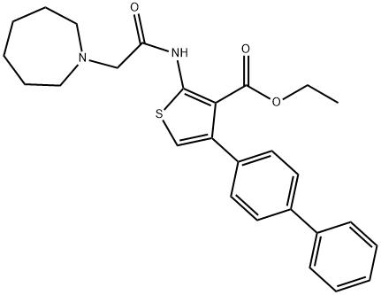 ethyl 2-[(1-azepanylacetyl)amino]-4-[1,1'-biphenyl]-4-yl-3-thiophenecarboxylate Structure