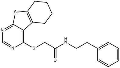 N-(2-phenylethyl)-2-(5,6,7,8-tetrahydro[1]benzothieno[2,3-d]pyrimidin-4-ylsulfanyl)acetamide Structure