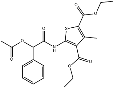 diethyl 5-{[(acetyloxy)(phenyl)acetyl]amino}-3-methyl-2,4-thiophenedicarboxylate 구조식 이미지