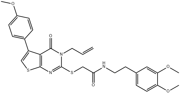 2-{[3-allyl-5-(4-methoxyphenyl)-4-oxo-3,4-dihydrothieno[2,3-d]pyrimidin-2-yl]sulfanyl}-N-[2-(3,4-dimethoxyphenyl)ethyl]acetamide Structure