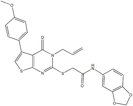 2-{[3-allyl-5-(4-methoxyphenyl)-4-oxo-3,4-dihydrothieno[2,3-d]pyrimidin-2-yl]sulfanyl}-N-(1,3-benzodioxol-5-yl)acetamide Structure