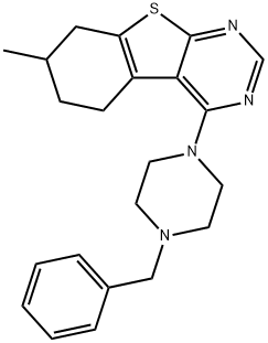 4-(4-benzyl-1-piperazinyl)-7-methyl-5,6,7,8-tetrahydro[1]benzothieno[2,3-d]pyrimidine Structure