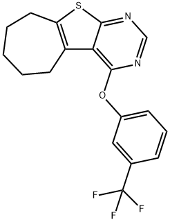 6,7,8,9-tetrahydro-5H-cyclohepta[4,5]thieno[2,3-d]pyrimidin-4-yl 3-(trifluoromethyl)phenyl ether 구조식 이미지