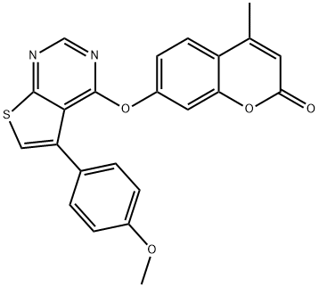 7-{[5-(4-methoxyphenyl)thieno[2,3-d]pyrimidin-4-yl]oxy}-4-methyl-2H-chromen-2-one 구조식 이미지