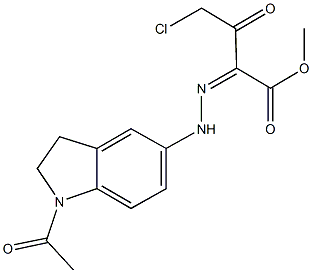 methyl 2-[(1-acetyl-2,3-dihydro-1H-indol-5-yl)hydrazono]-4-chloro-3-oxobutanoate 구조식 이미지