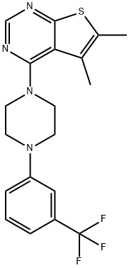 5,6-dimethyl-4-{4-[3-(trifluoromethyl)phenyl]-1-piperazinyl}thieno[2,3-d]pyrimidine 구조식 이미지