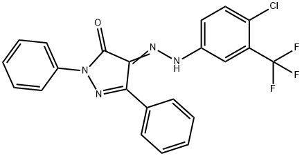 1,3-diphenyl-1H-pyrazole-4,5-dione 4-{[4-chloro-3-(trifluoromethyl)phenyl]hydrazone} Structure