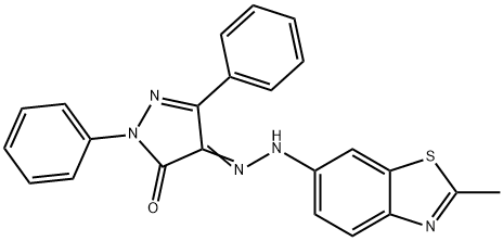 1,3-diphenyl-1H-pyrazole-4,5-dione 4-[(2-methyl-1,3-benzothiazol-6-yl)hydrazone] 구조식 이미지