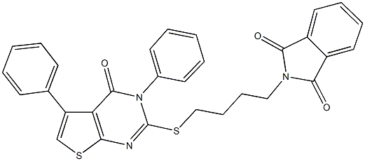 2-{4-[(4-oxo-3,5-diphenyl-3,4-dihydrothieno[2,3-d]pyrimidin-2-yl)sulfanyl]butyl}-1H-isoindole-1,3(2H)-dione Structure