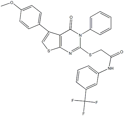 2-{[5-(4-methoxyphenyl)-4-oxo-3-phenyl-3,4-dihydrothieno[2,3-d]pyrimidin-2-yl]sulfanyl}-N-[3-(trifluoromethyl)phenyl]acetamide Structure