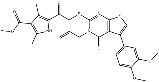 methyl 5-({[3-allyl-5-(3,4-dimethoxyphenyl)-4-oxo-3,4-dihydrothieno[2,3-d]pyrimidin-2-yl]sulfanyl}acetyl)-2,4-dimethyl-1H-pyrrole-3-carboxylate Structure