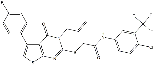 2-{[3-allyl-5-(4-fluorophenyl)-4-oxo-3,4-dihydrothieno[2,3-d]pyrimidin-2-yl]sulfanyl}-N-[4-chloro-3-(trifluoromethyl)phenyl]acetamide Structure