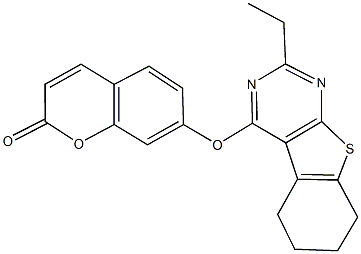 7-[(2-ethyl-5,6,7,8-tetrahydro[1]benzothieno[2,3-d]pyrimidin-4-yl)oxy]-2H-chromen-2-one Structure