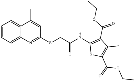 diethyl 3-methyl-5-({[(4-methyl-2-quinolinyl)sulfanyl]acetyl}amino)-2,4-thiophenedicarboxylate Structure