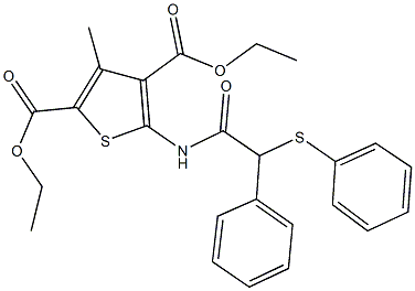 diethyl 3-methyl-5-{[phenyl(phenylsulfanyl)acetyl]amino}-2,4-thiophenedicarboxylate Structure