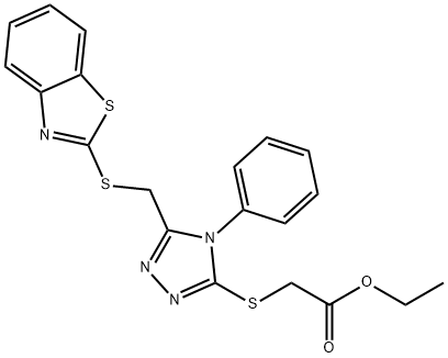 ethyl ({5-[(1,3-benzothiazol-2-ylsulfanyl)methyl]-4-phenyl-4H-1,2,4-triazol-3-yl}sulfanyl)acetate Structure