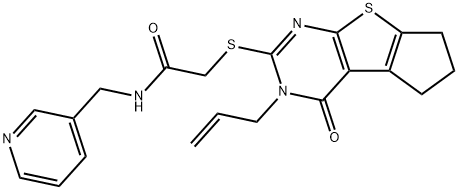 2-[(3-allyl-4-oxo-3,5,6,7-tetrahydro-4H-cyclopenta[4,5]thieno[2,3-d]pyrimidin-2-yl)sulfanyl]-N-(3-pyridinylmethyl)acetamide 구조식 이미지