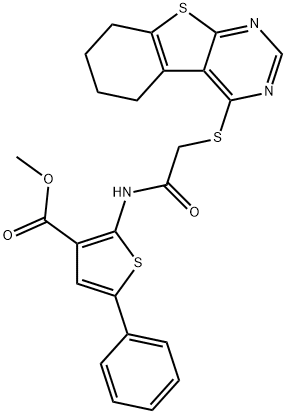 methyl 5-phenyl-2-{[(5,6,7,8-tetrahydro[1]benzothieno[2,3-d]pyrimidin-4-ylsulfanyl)acetyl]amino}-3-thiophenecarboxylate Structure