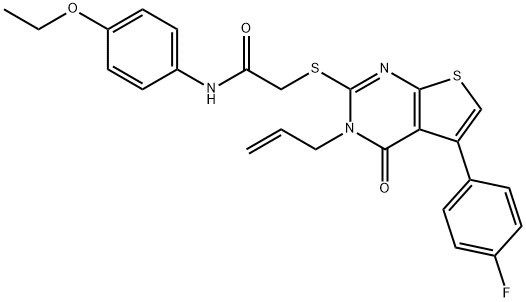 2-{[3-allyl-5-(4-fluorophenyl)-4-oxo-3,4-dihydrothieno[2,3-d]pyrimidin-2-yl]sulfanyl}-N-(4-ethoxyphenyl)acetamide 구조식 이미지