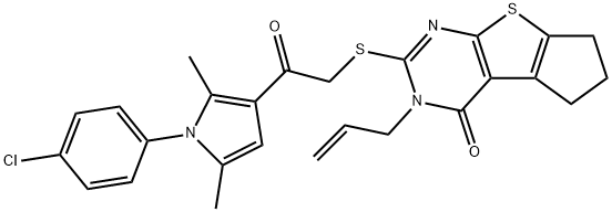 3-allyl-2-({2-[1-(4-chlorophenyl)-2,5-dimethyl-1H-pyrrol-3-yl]-2-oxoethyl}sulfanyl)-3,5,6,7-tetrahydro-4H-cyclopenta[4,5]thieno[2,3-d]pyrimidin-4-one Structure