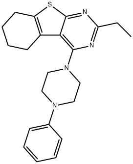 2-ethyl-4-(4-phenylpiperazin-1-yl)-5,6,7,8-tetrahydro[1]benzothieno[2,3-d]pyrimidine 구조식 이미지