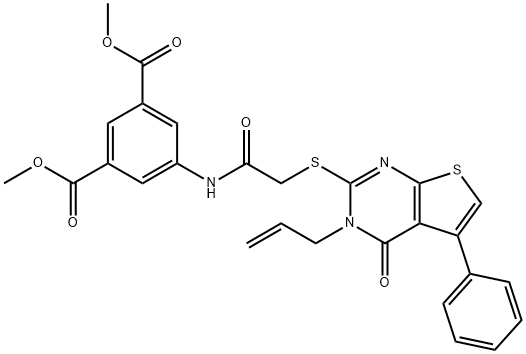 dimethyl 5-({[(3-allyl-4-oxo-5-phenyl-3,4-dihydrothieno[2,3-d]pyrimidin-2-yl)sulfanyl]acetyl}amino)isophthalate Structure
