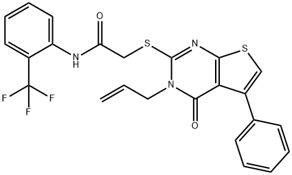 2-[(3-allyl-4-oxo-5-phenyl-3,4-dihydrothieno[2,3-d]pyrimidin-2-yl)sulfanyl]-N-[2-(trifluoromethyl)phenyl]acetamide 구조식 이미지