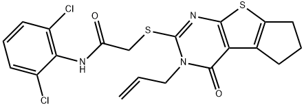 2-[(3-allyl-4-oxo-3,5,6,7-tetrahydro-4H-cyclopenta[4,5]thieno[2,3-d]pyrimidin-2-yl)sulfanyl]-N-(2,6-dichlorophenyl)acetamide Structure