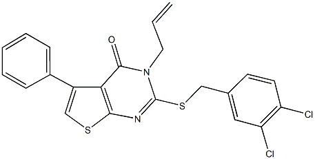3-allyl-2-[(3,4-dichlorobenzyl)sulfanyl]-5-phenylthieno[2,3-d]pyrimidin-4(3H)-one 구조식 이미지