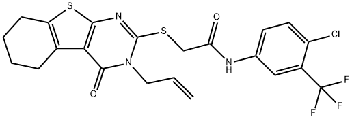 2-[(3-allyl-4-oxo-3,4,5,6,7,8-hexahydro[1]benzothieno[2,3-d]pyrimidin-2-yl)sulfanyl]-N-[4-chloro-3-(trifluoromethyl)phenyl]acetamide 구조식 이미지