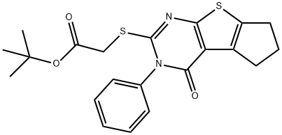 tert-butyl [(4-oxo-3-phenyl-3,5,6,7-tetrahydro-4H-cyclopenta[4,5]thieno[2,3-d]pyrimidin-2-yl)sulfanyl]acetate 구조식 이미지